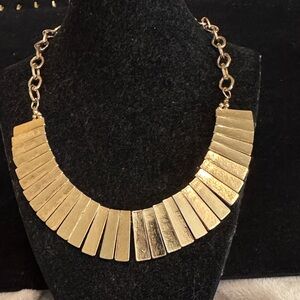 Elegant Gold Tone Fringe Statement Choker Necklace